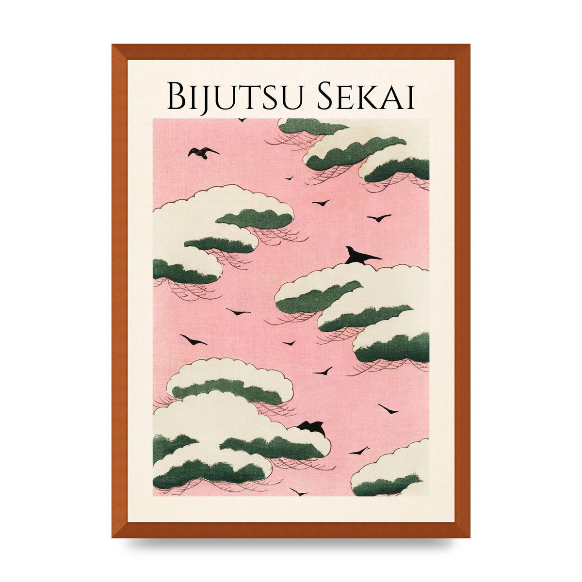 Bijutsu Sekai Pink Sky Illustration Printed Poster - A2 framed