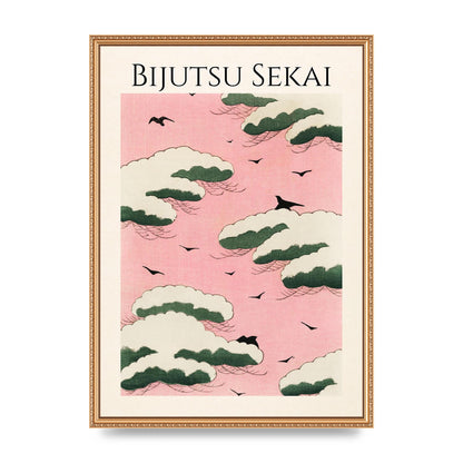 Bijutsu Sekai Pink Sky Illustration Printed Poster - A2 framed