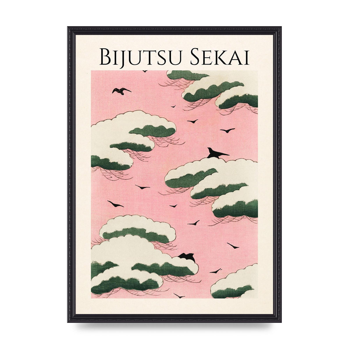 Bijutsu Sekai Pink Sky Illustration Printed Poster - A2 framed