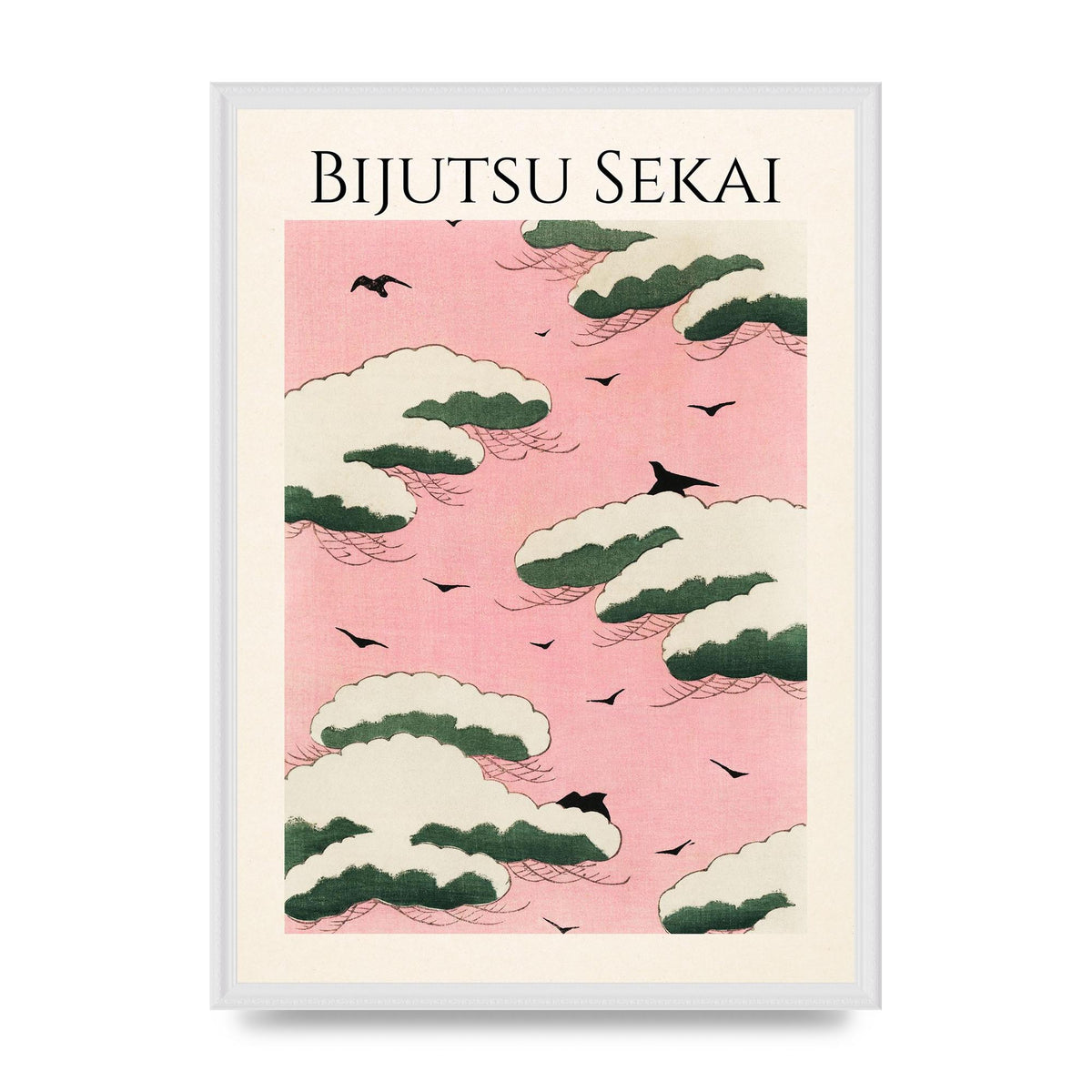 Bijutsu Sekai Pink Sky Illustration Printed Poster - A2 framed