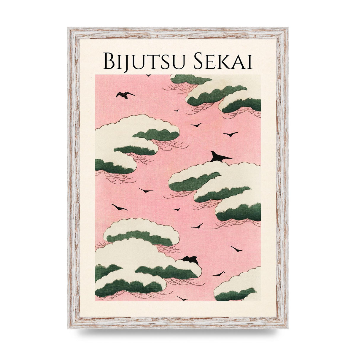 Bijutsu Sekai Pink Sky Illustration Printed Poster - A3 framed