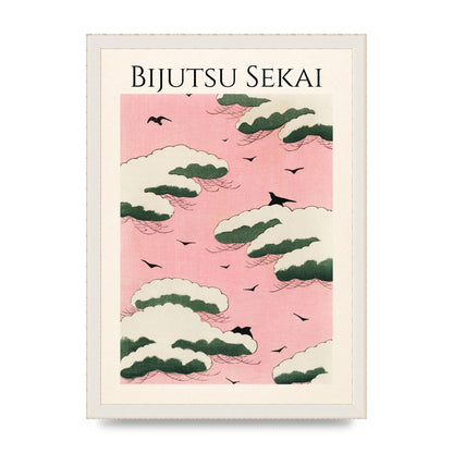 Bijutsu Sekai Pink Sky Illustration Printed Poster - A3 framed