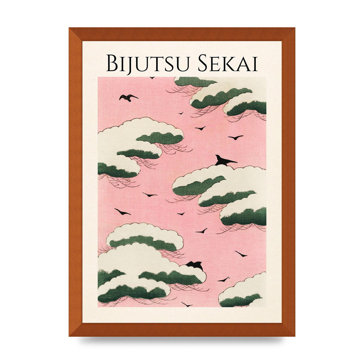 Bijutsu Sekai Pink Sky Illustration Printed Poster - A3 framed