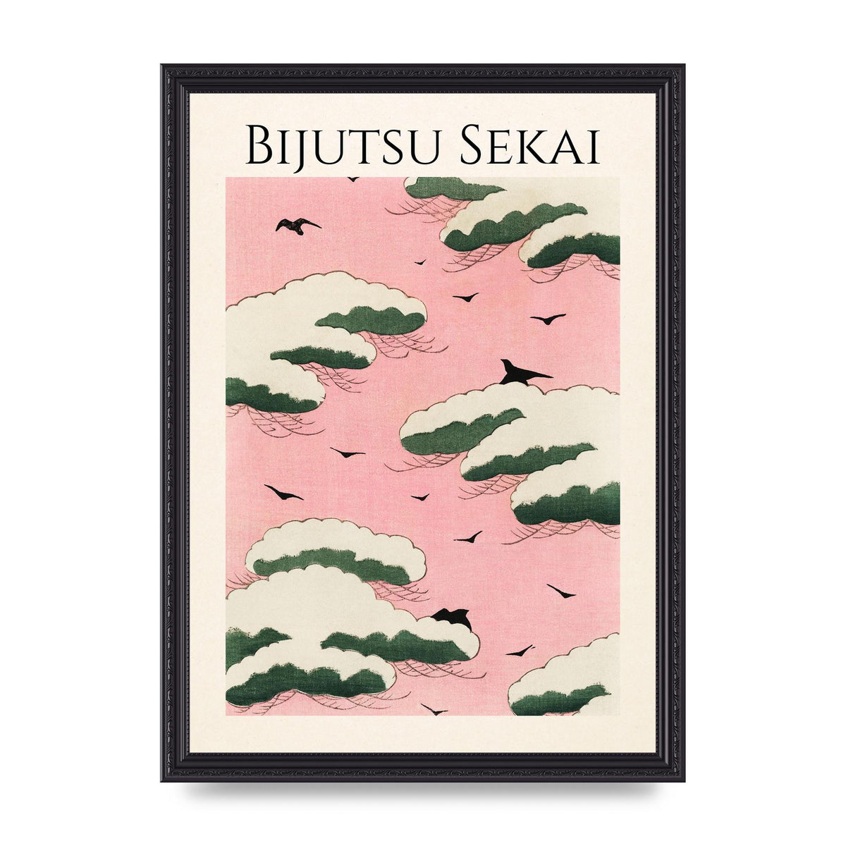 Bijutsu Sekai Pink Sky Illustration Printed Poster - A3 framed