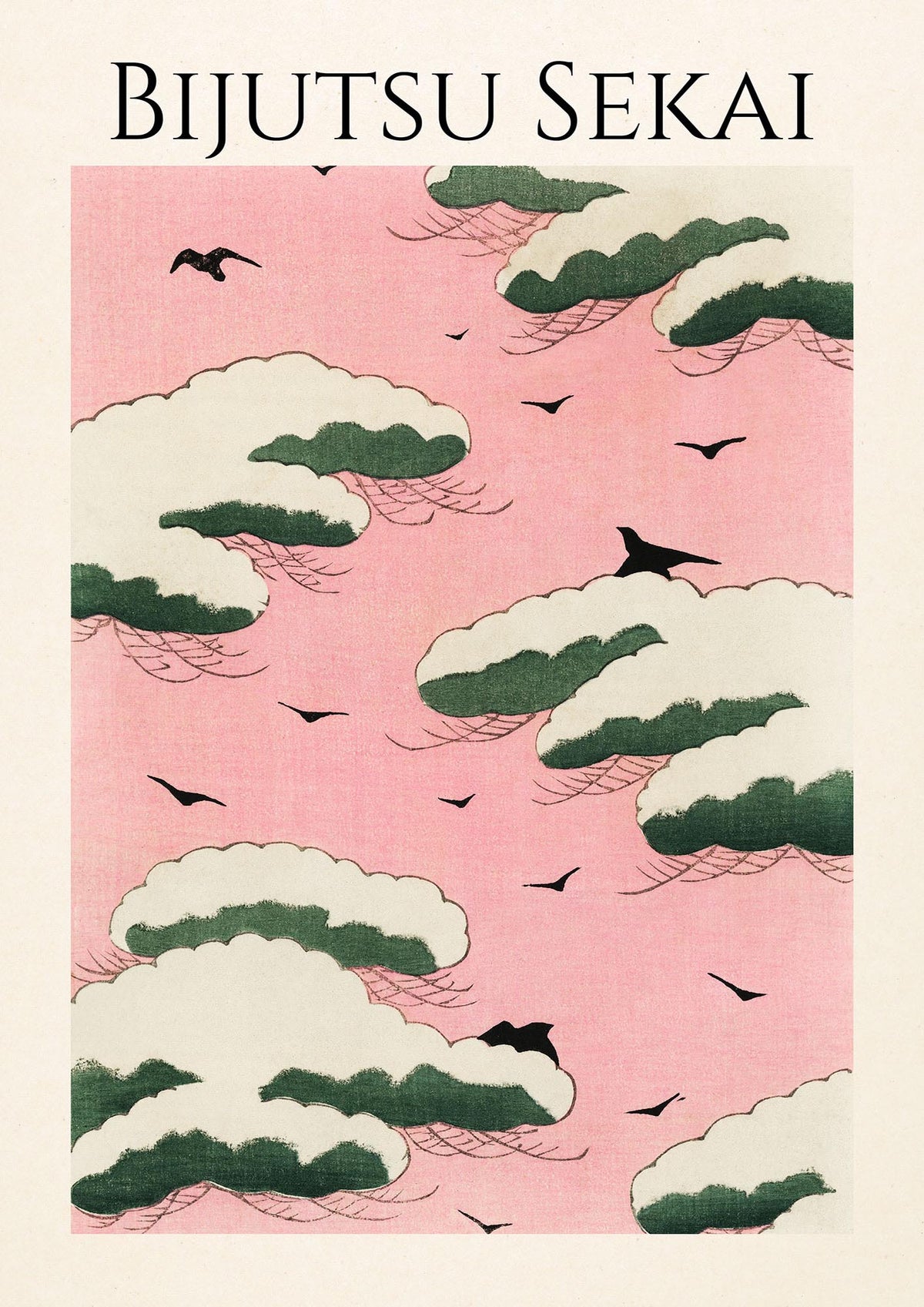 Bijutsu Sekai Pink Sky Illustration Printed Poster - detail