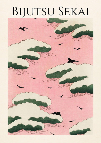 Bijutsu Sekai Pink Sky Illustration Printed Poster - detail