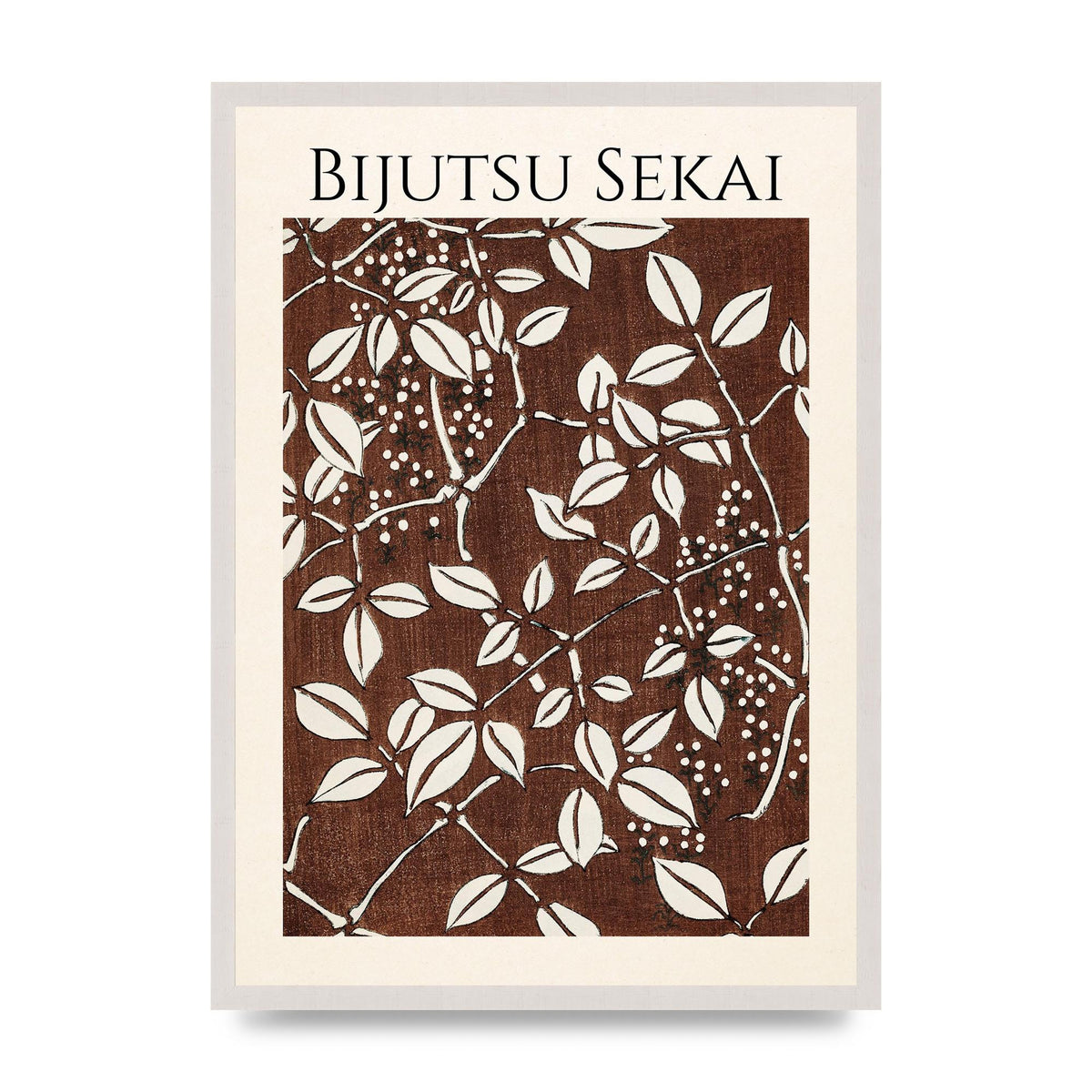Bijutsu Sekai Leaf Pattern Illustration Art For The Home - A2 framed