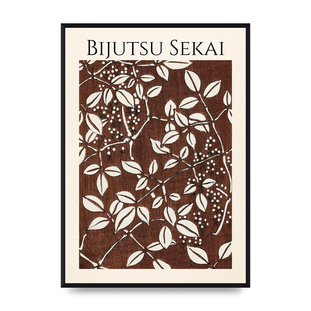 Bijutsu Sekai Leaf Pattern Illustration Art For The Home - A2 framed