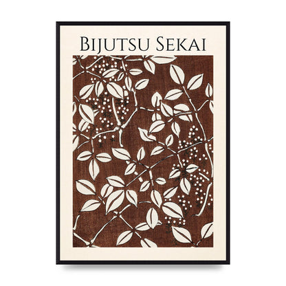 Bijutsu Sekai Leaf Pattern Illustration Art For The Home - A2 framed