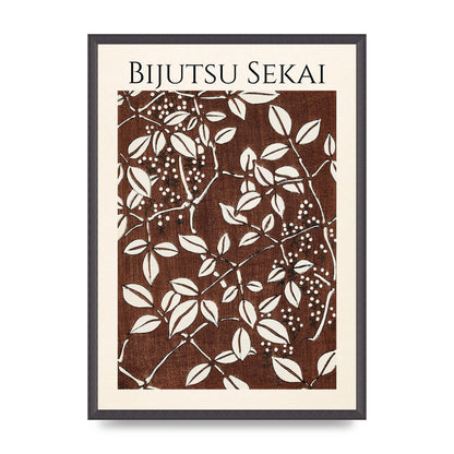 Bijutsu Sekai Leaf Pattern Illustration Art For The Home - A2 framed