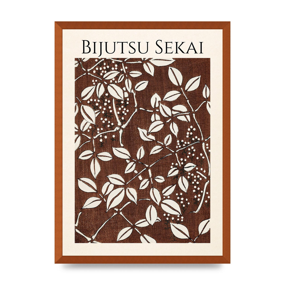 Bijutsu Sekai Leaf Pattern Illustration Art For The Home - A2 framed