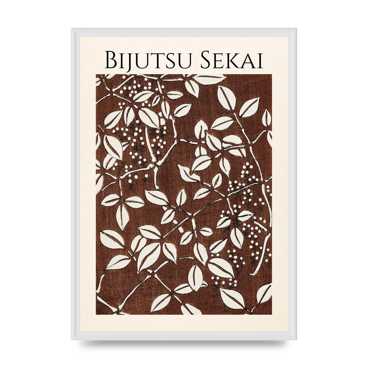 Bijutsu Sekai Leaf Pattern Illustration Art For The Home - A2 framed