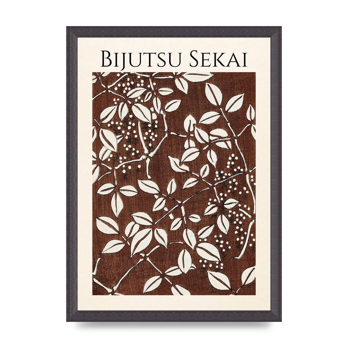 Bijutsu Sekai Leaf Pattern Illustration Art For The Home - A3 framed