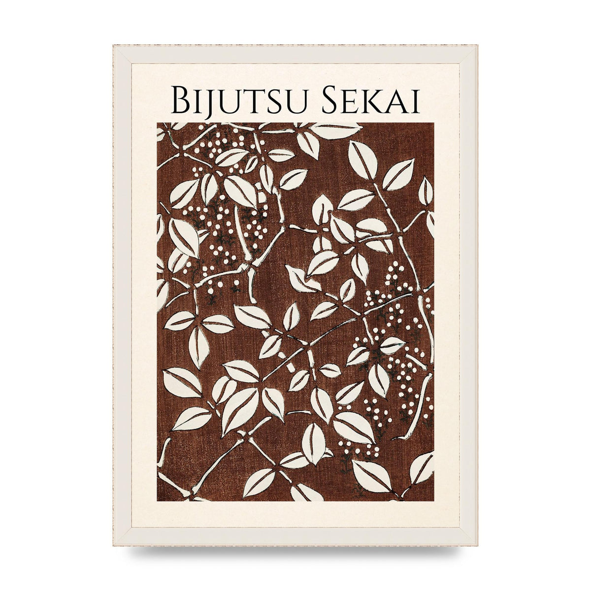 Bijutsu Sekai Leaf Pattern Illustration Art For The Home - A3 framed