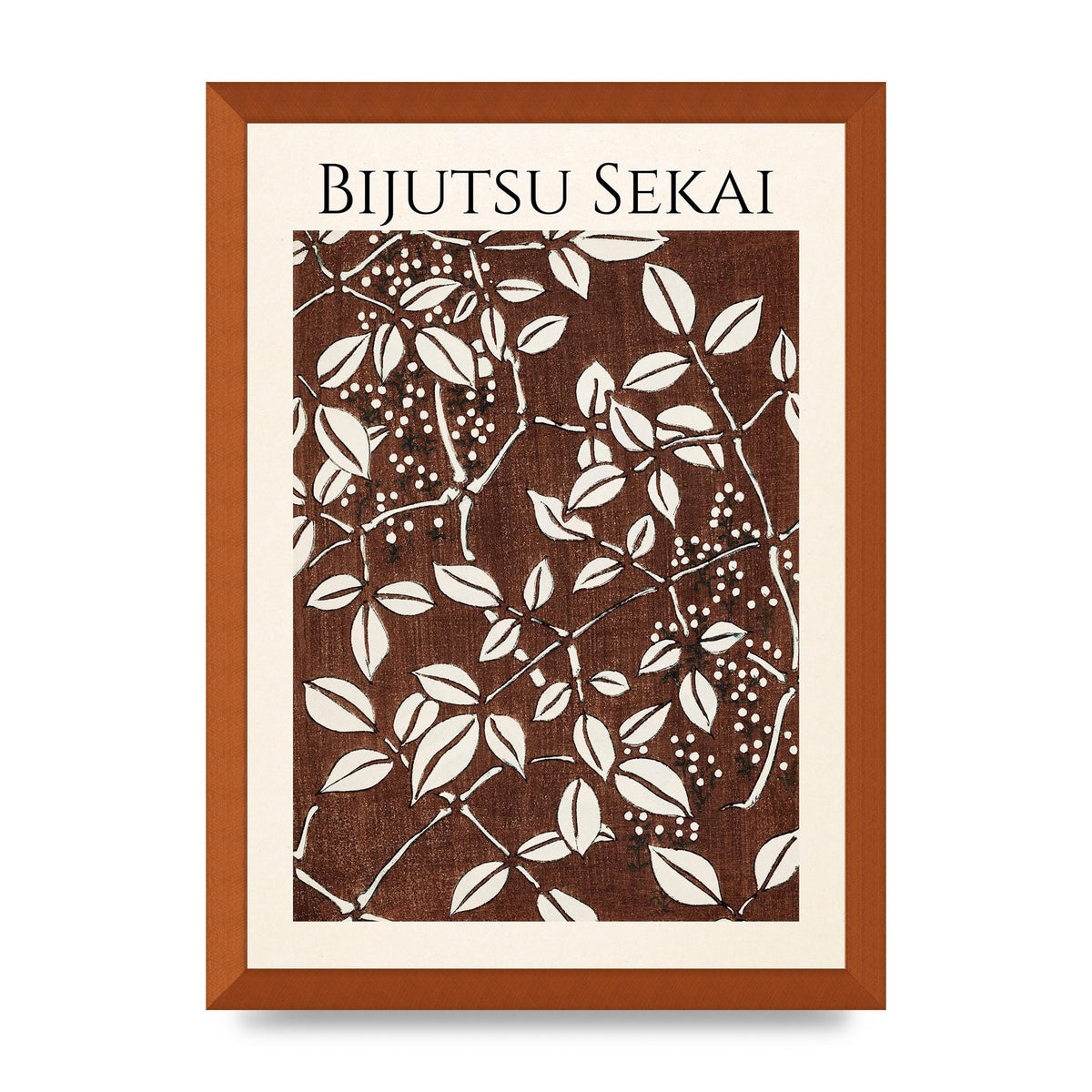 Bijutsu Sekai Leaf Pattern Illustration Art For The Home - A3 framed