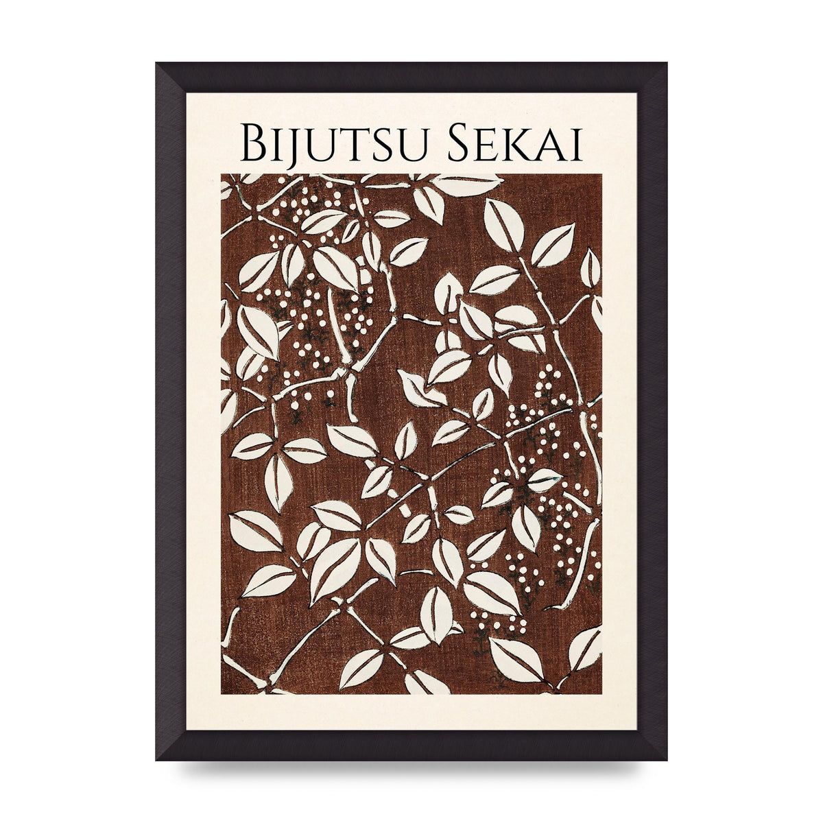 Bijutsu Sekai Leaf Pattern Illustration Art For The Home - A3 framed
