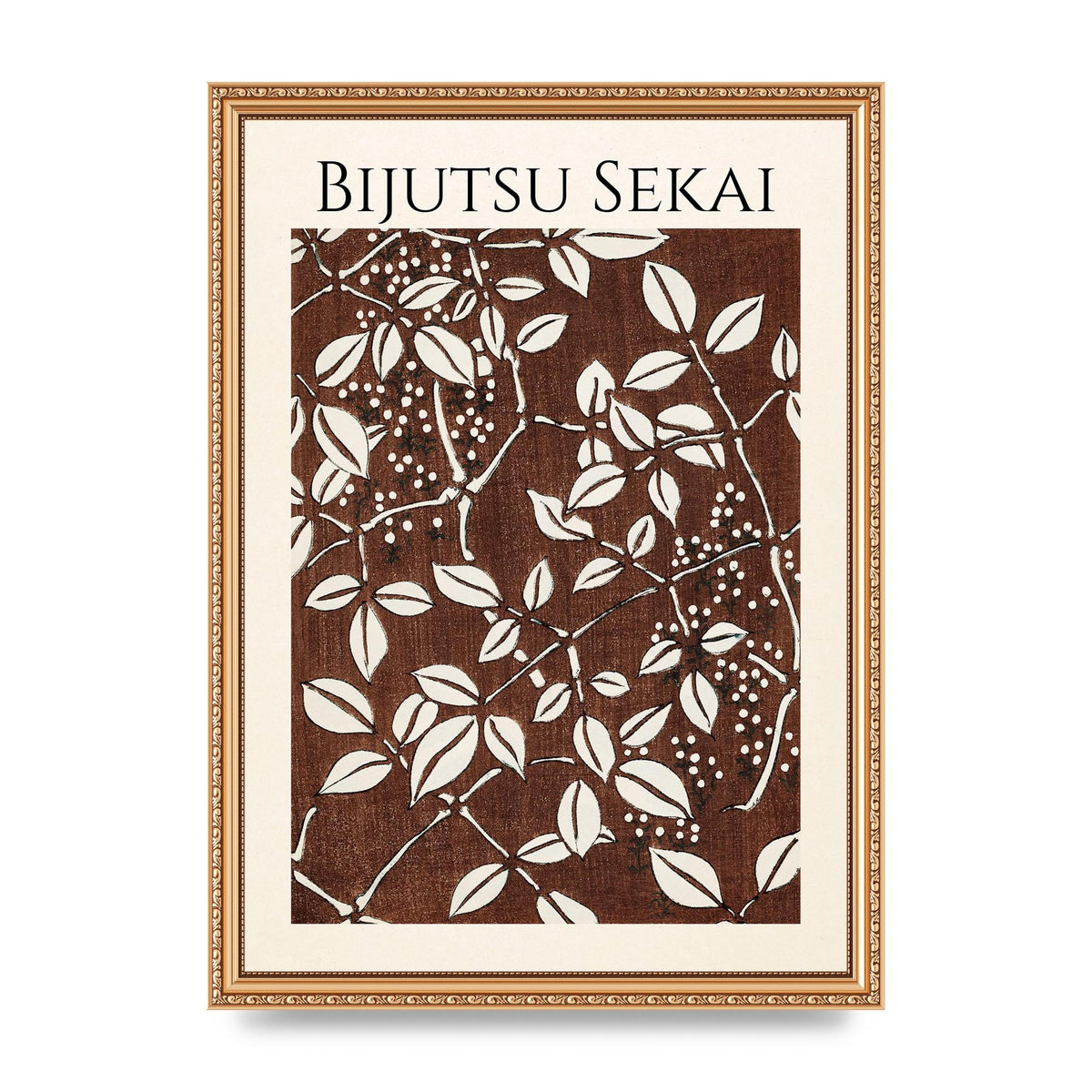 Bijutsu Sekai Leaf Pattern Illustration Art For The Home - A3 framed
