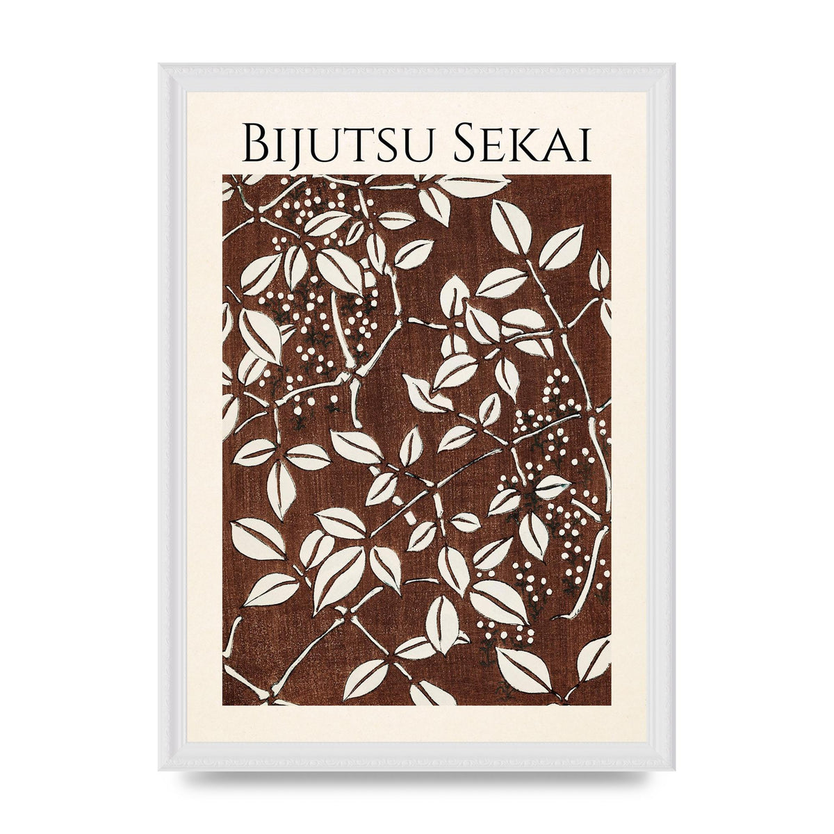 Bijutsu Sekai Leaf Pattern Illustration Art For The Home - A3 framed