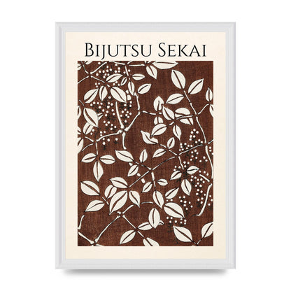 Bijutsu Sekai Leaf Pattern Illustration Art For The Home - A3 framed