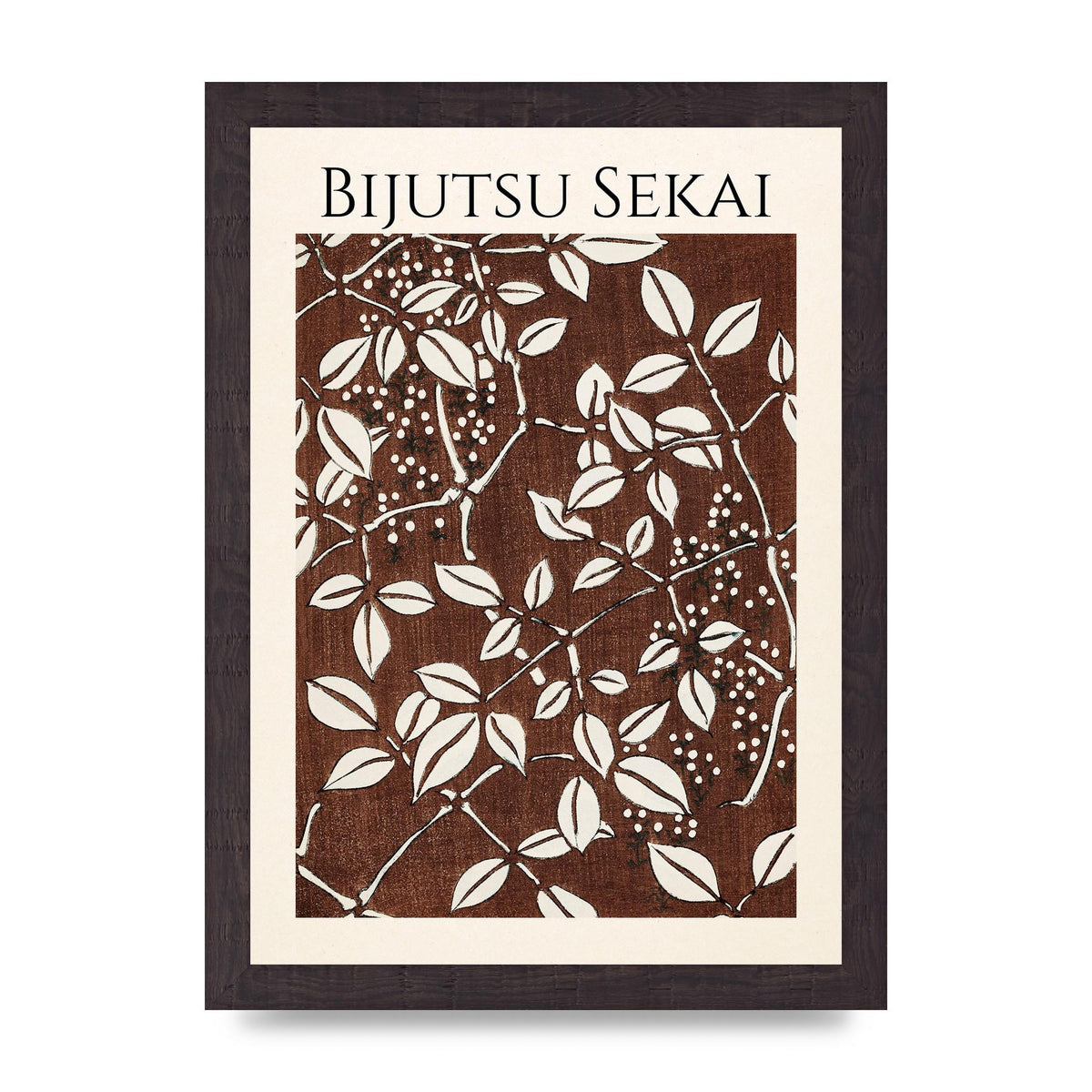 Bijutsu Sekai Leaf Pattern Illustration Art For The Home - A4 framed