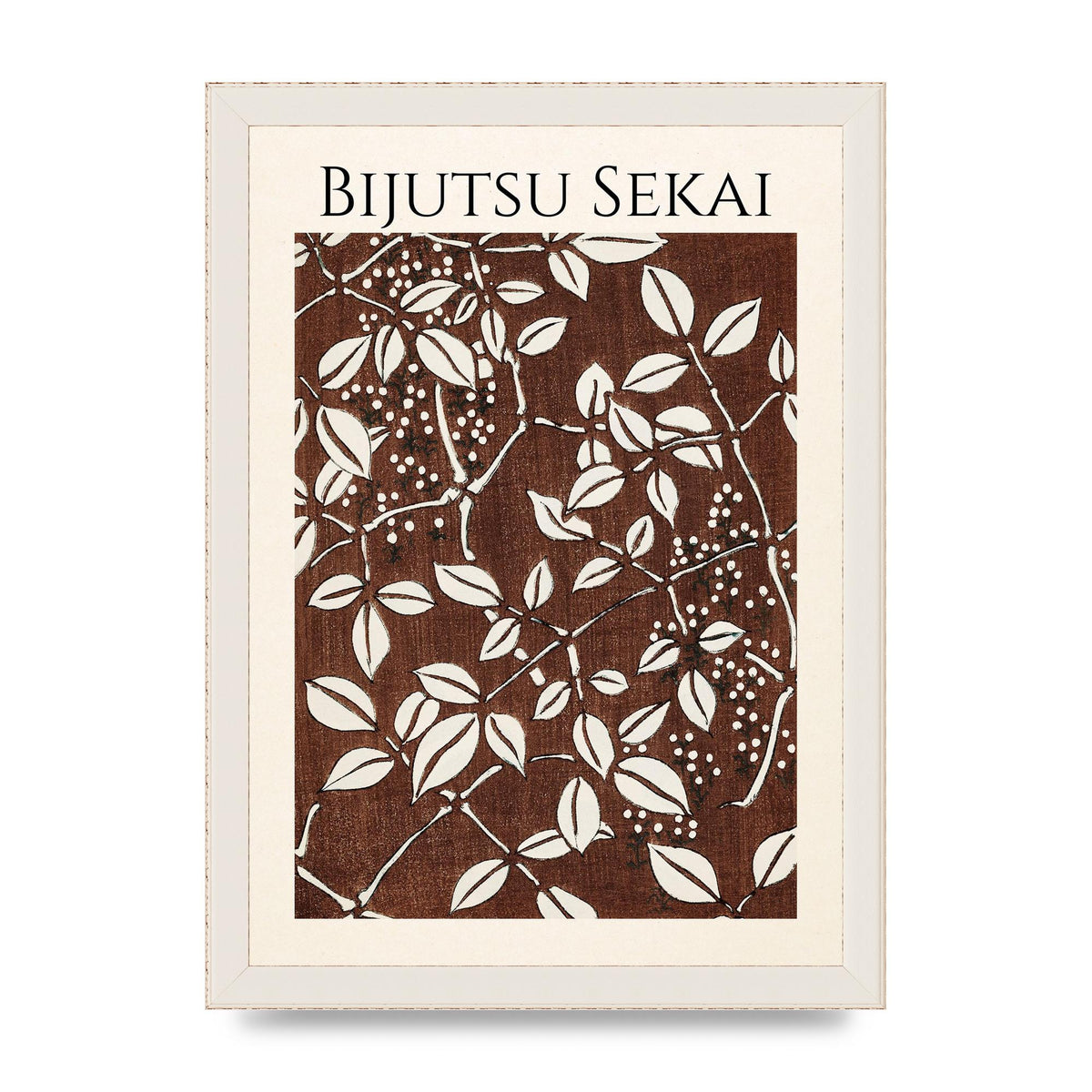 Bijutsu Sekai Leaf Pattern Illustration Art For The Home - A4 framed