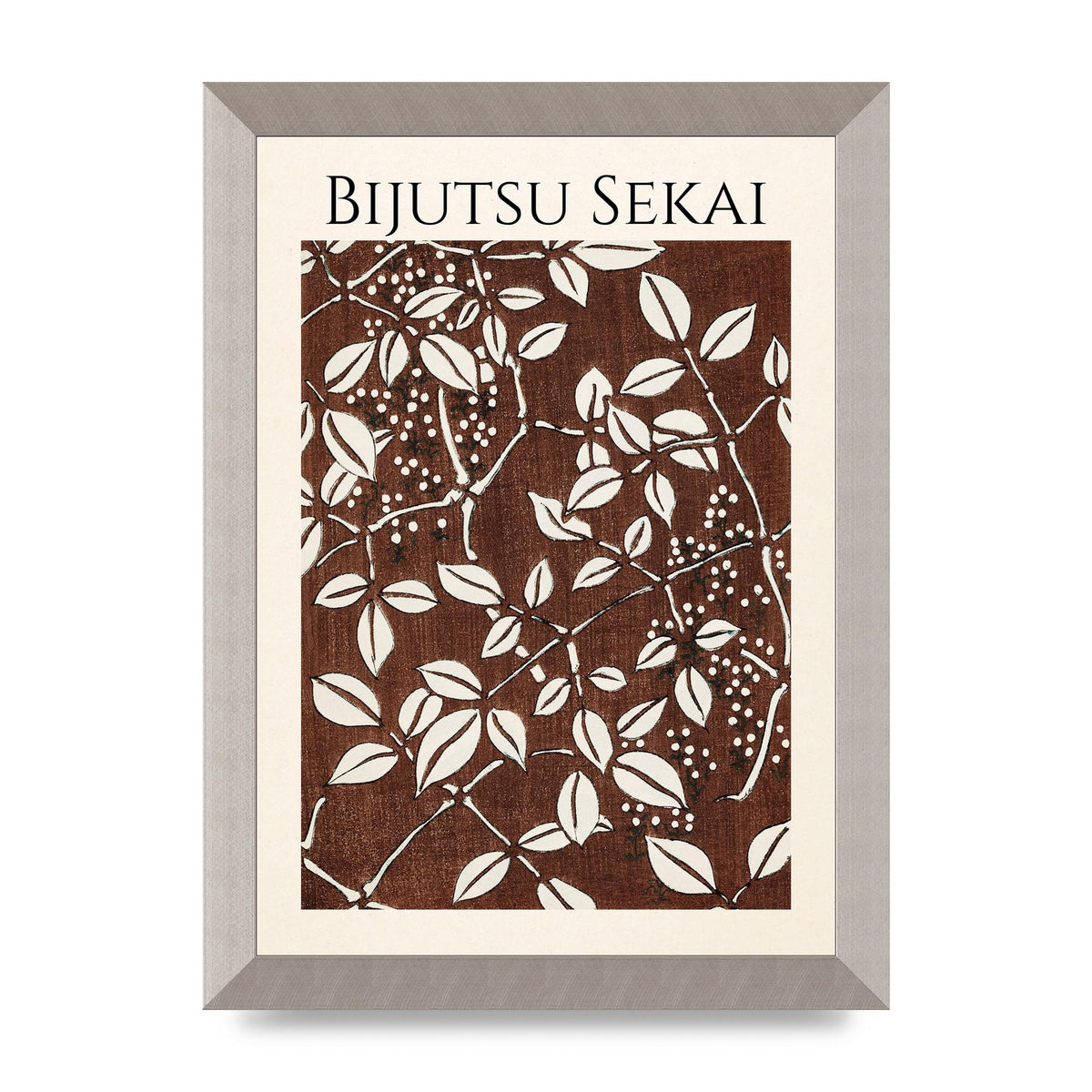 Bijutsu Sekai Leaf Pattern Illustration Art For The Home - A4 framed