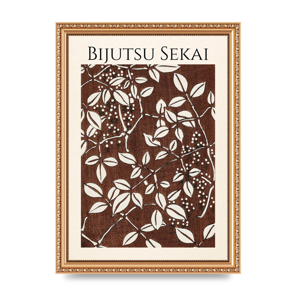 Bijutsu Sekai Leaf Pattern Illustration Art For The Home - A4 framed