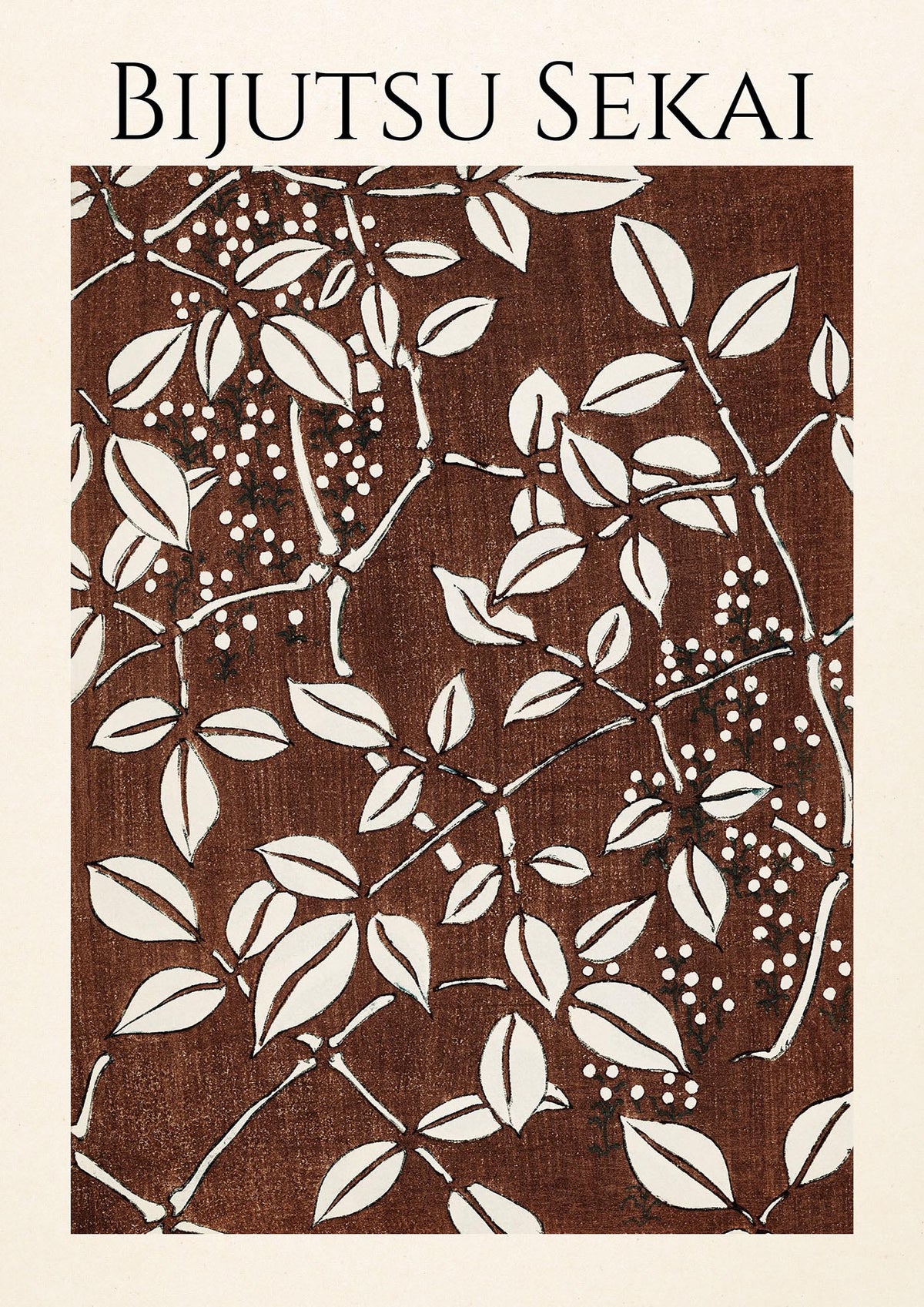 Bijutsu Sekai Leaf Pattern Illustration Art For The Home - detail