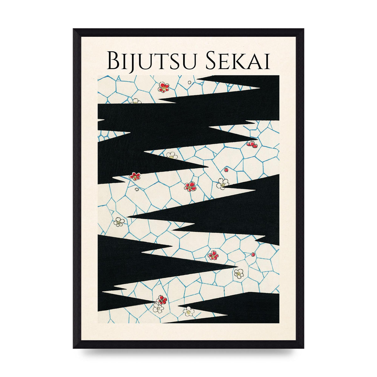 Bijutsu Sekai Flowers On A Footpath Illustration Printed Poster - A3 framed