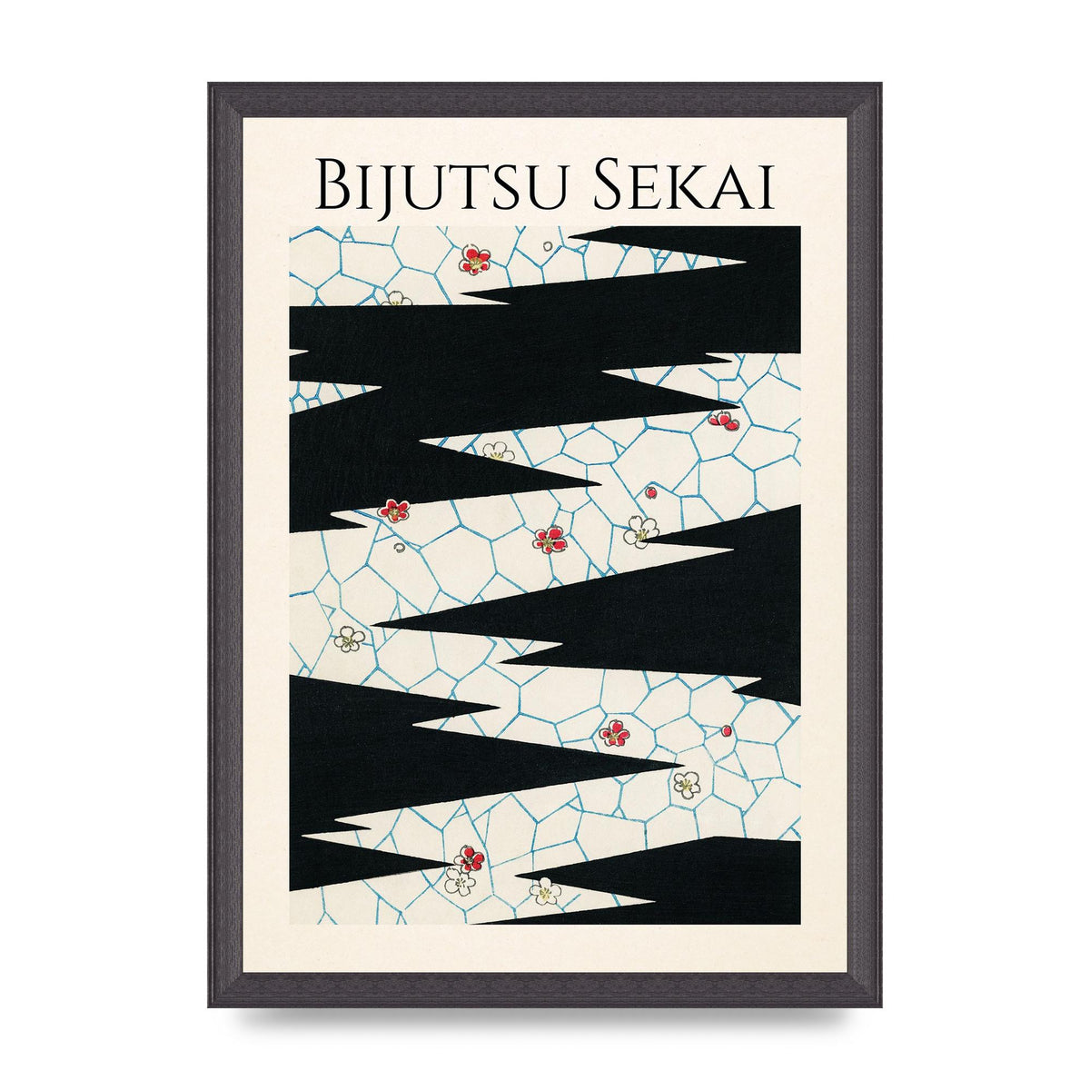 Bijutsu Sekai Flowers On A Footpath Illustration Printed Poster - A3 framed