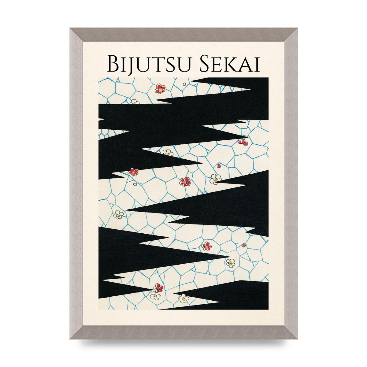 Bijutsu Sekai Flowers On A Footpath Illustration Printed Poster - A3 framed