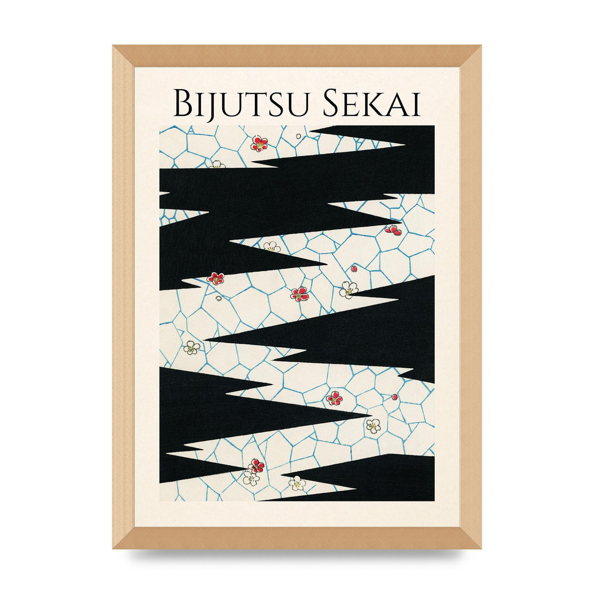 Bijutsu Sekai Flowers On A Footpath Illustration Printed Poster - A3 framed