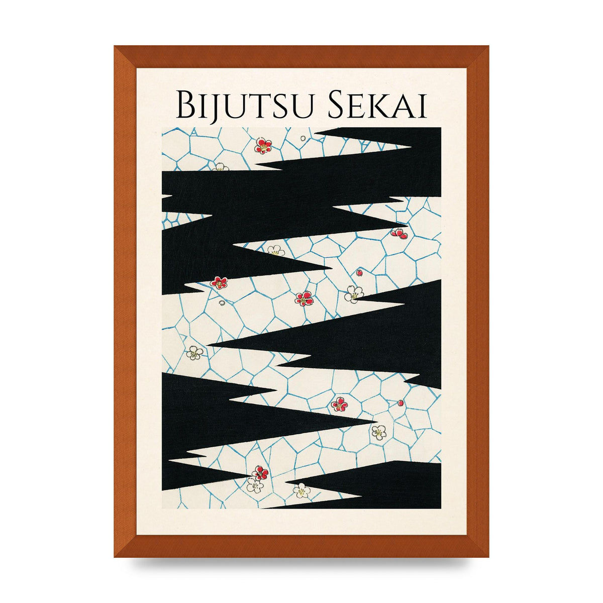 Bijutsu Sekai Flowers On A Footpath Illustration Printed Poster - A3 framed