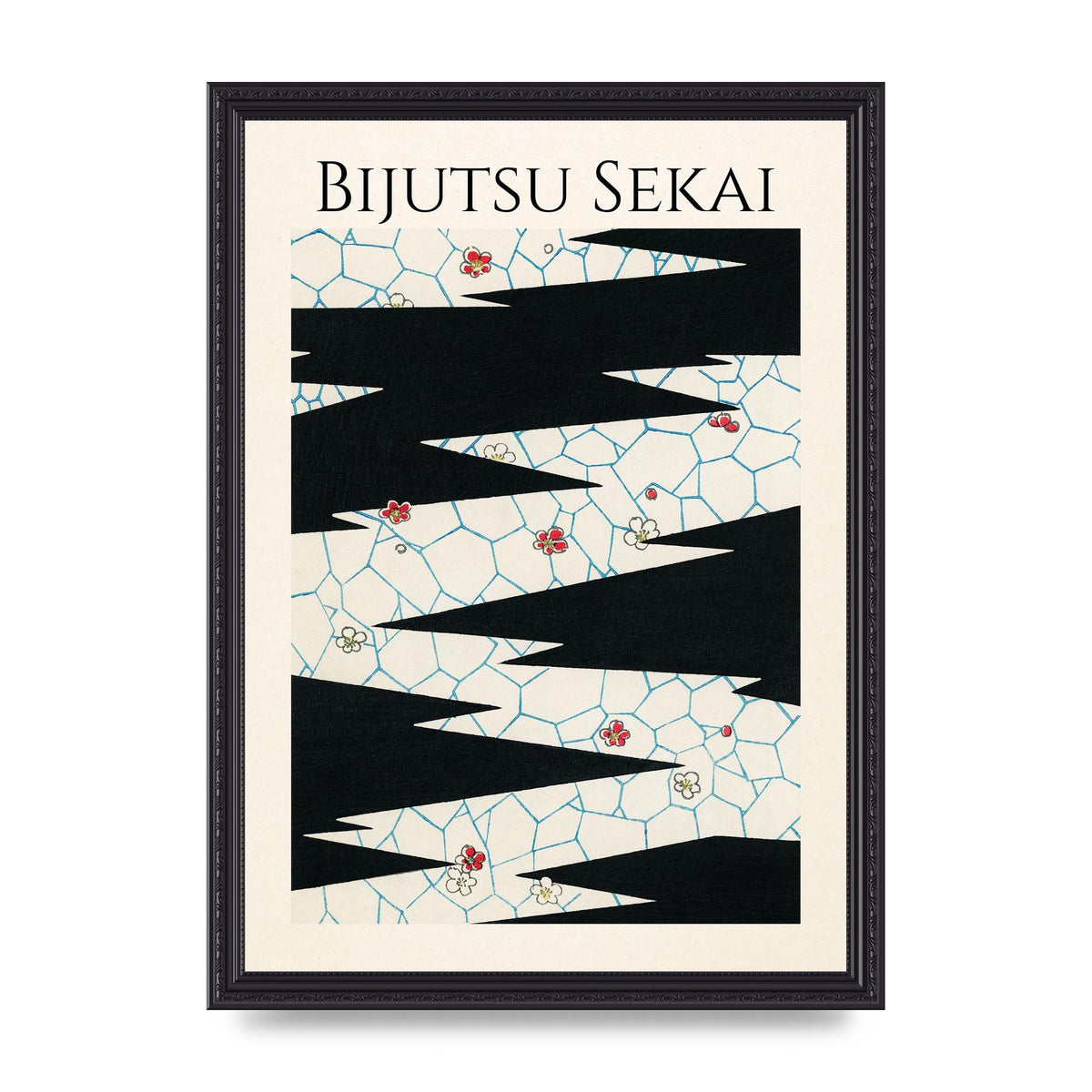 Bijutsu Sekai Flowers On A Footpath Illustration Printed Poster - A3 framed