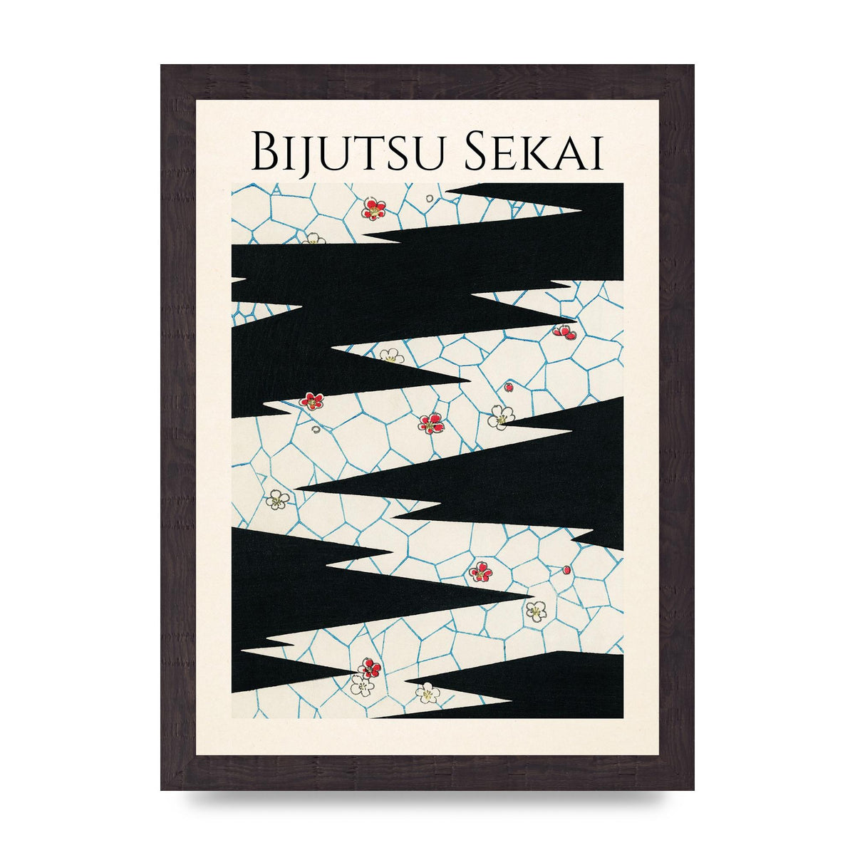 Bijutsu Sekai Flowers On A Footpath Illustration Printed Poster - A4 framed