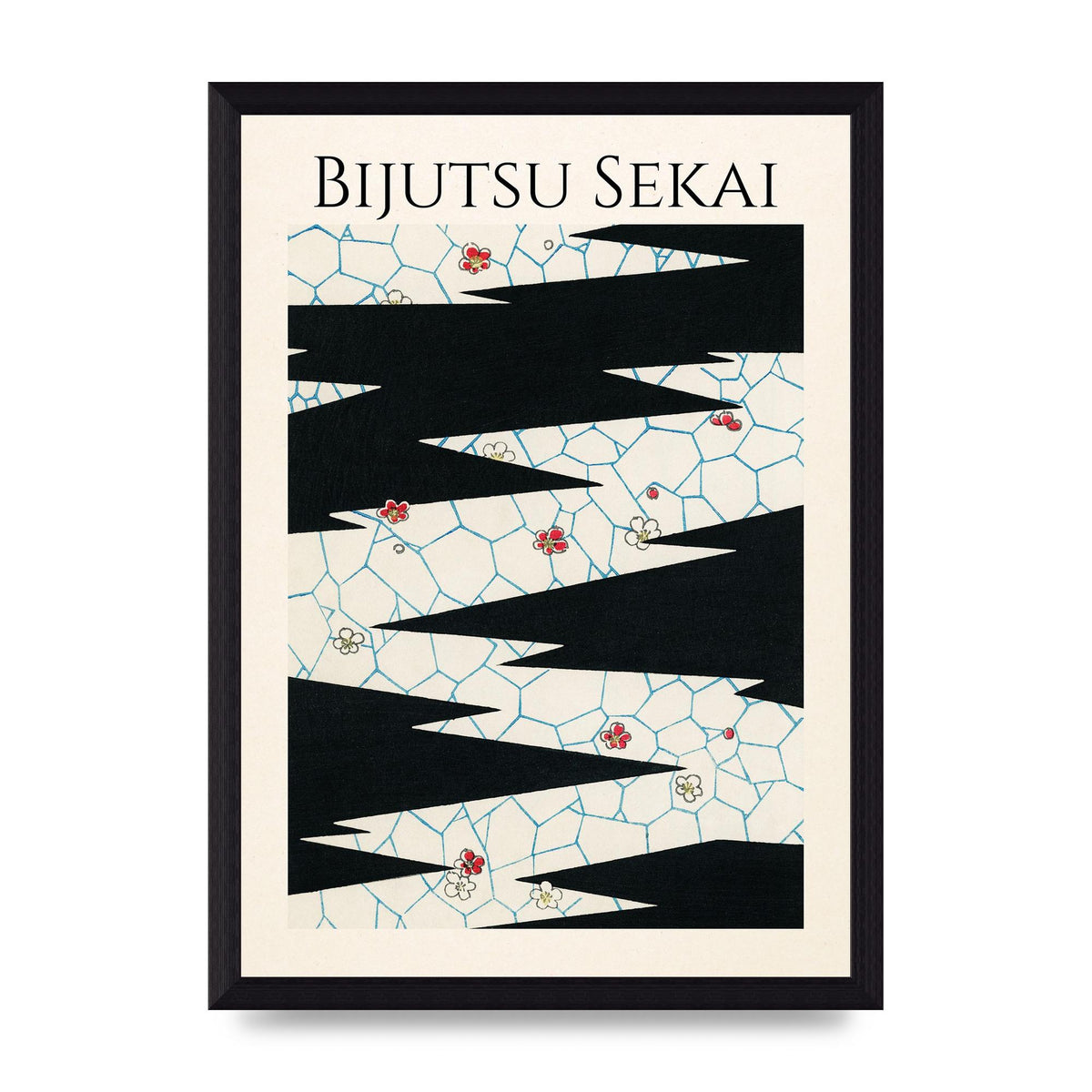 Bijutsu Sekai Flowers On A Footpath Illustration Printed Poster - A4 framed