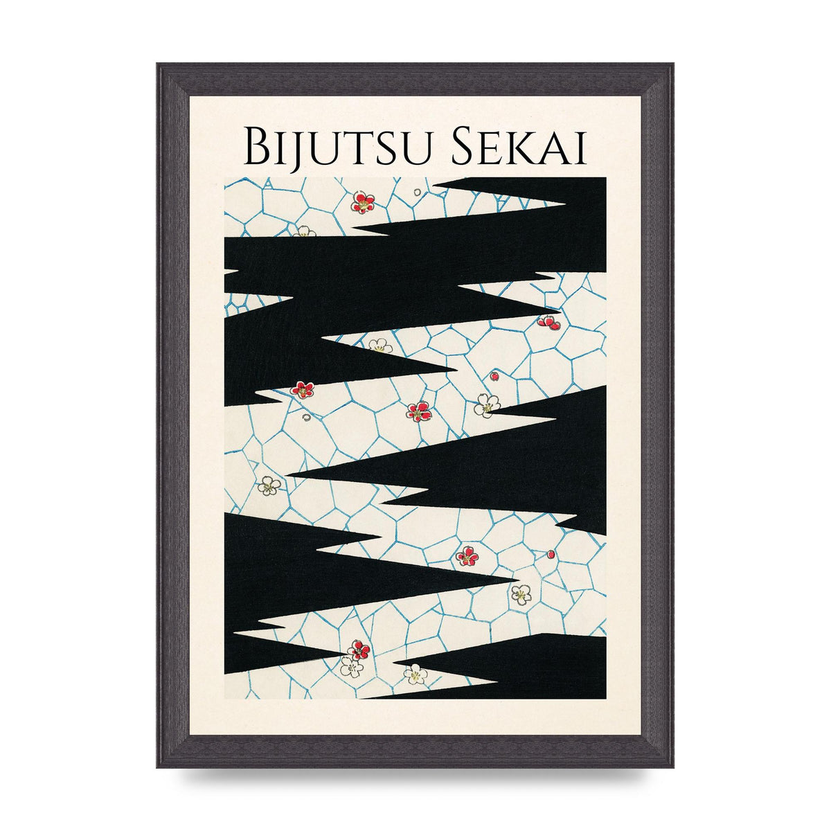 Bijutsu Sekai Flowers On A Footpath Illustration Printed Poster - A4 framed