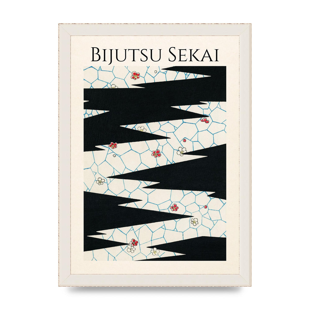 Bijutsu Sekai Flowers On A Footpath Illustration Printed Poster - A4 framed