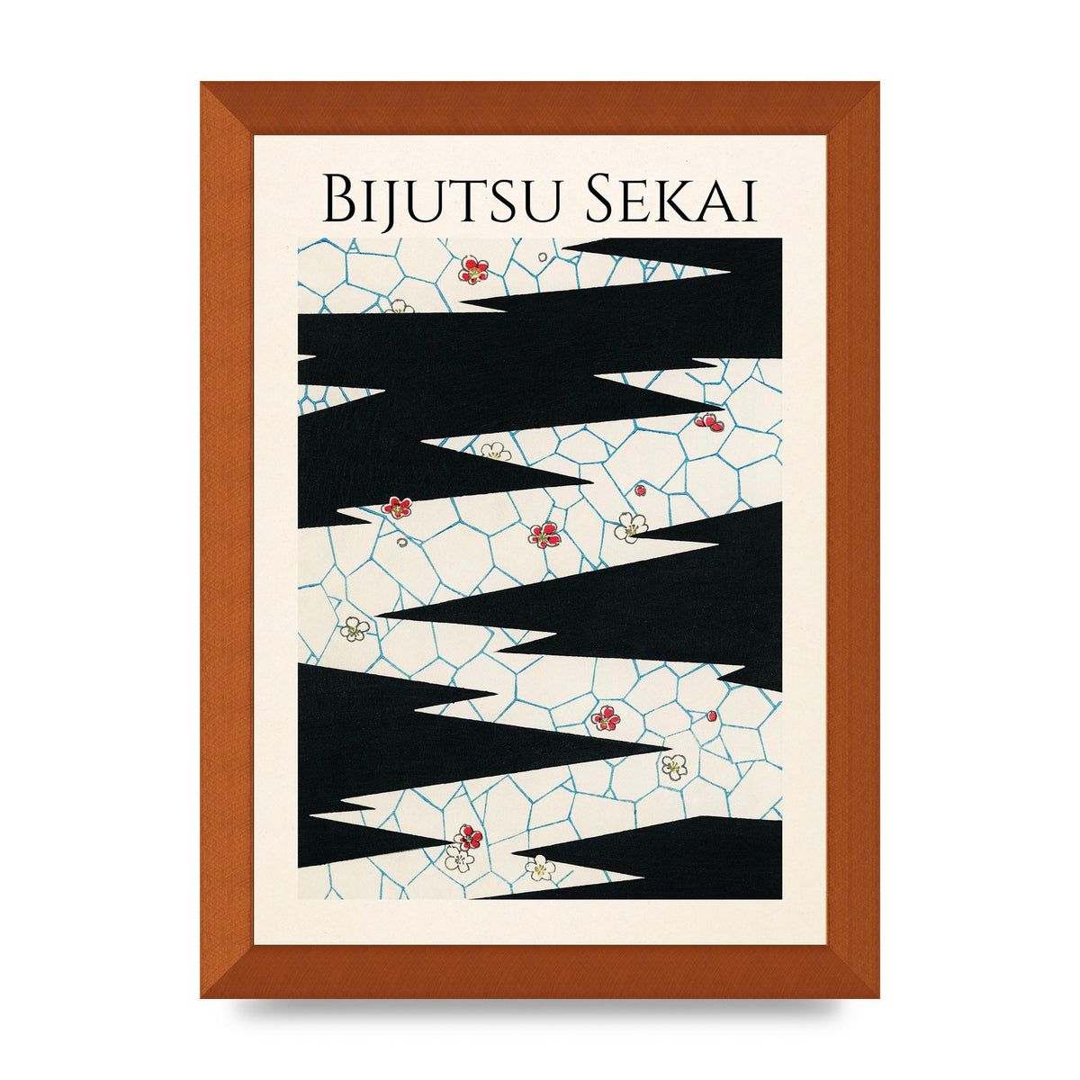 Bijutsu Sekai Flowers On A Footpath Illustration Printed Poster - A4 framed