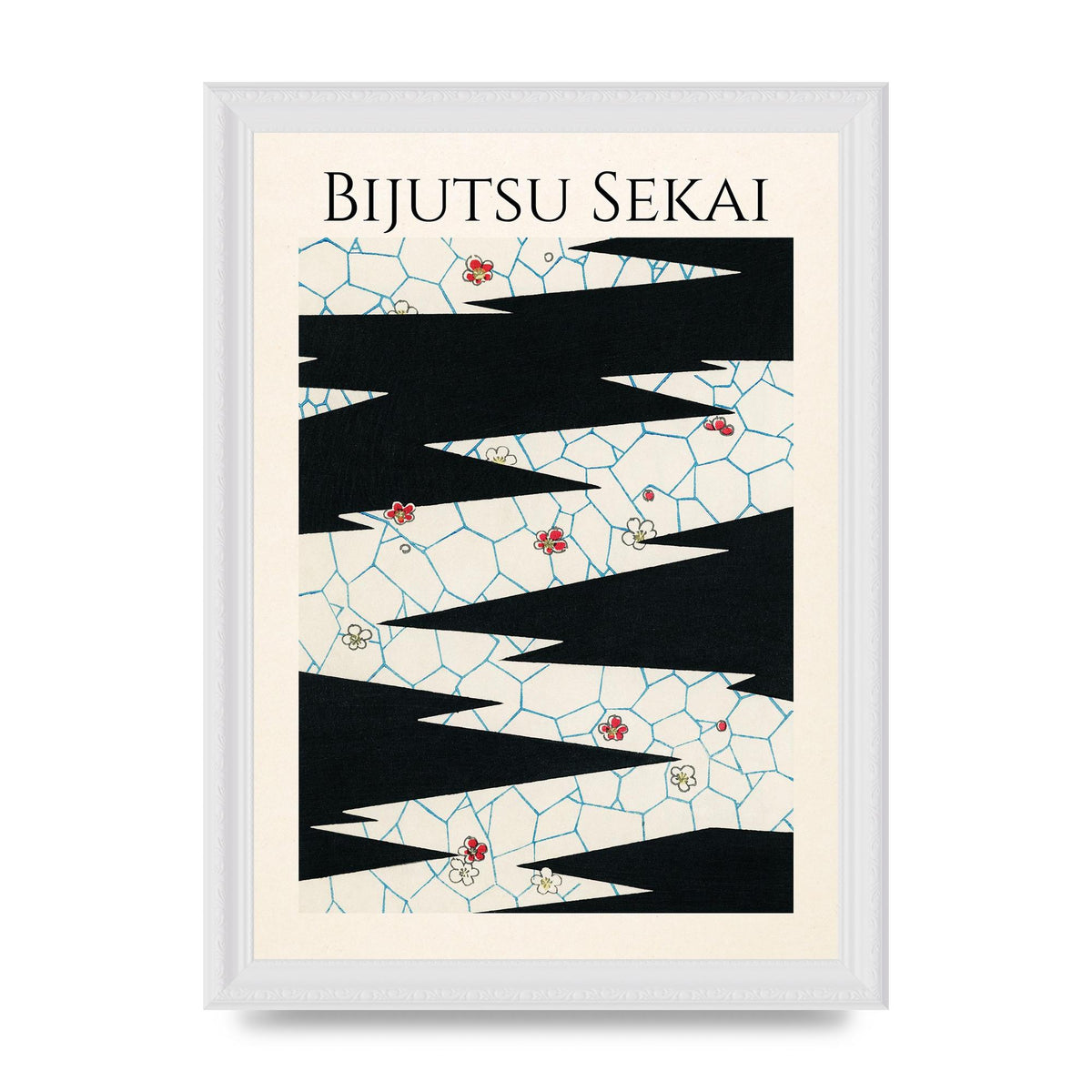 Bijutsu Sekai Flowers On A Footpath Illustration Printed Poster - A4 framed