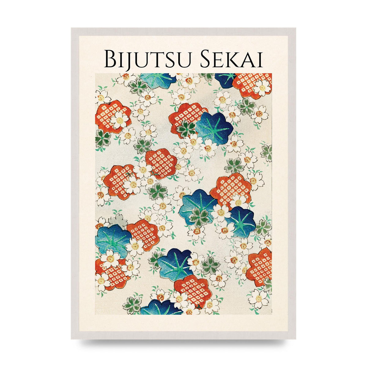 Bijutsu Sekai Floral Pattern Illustration Wall Art - A2 framed