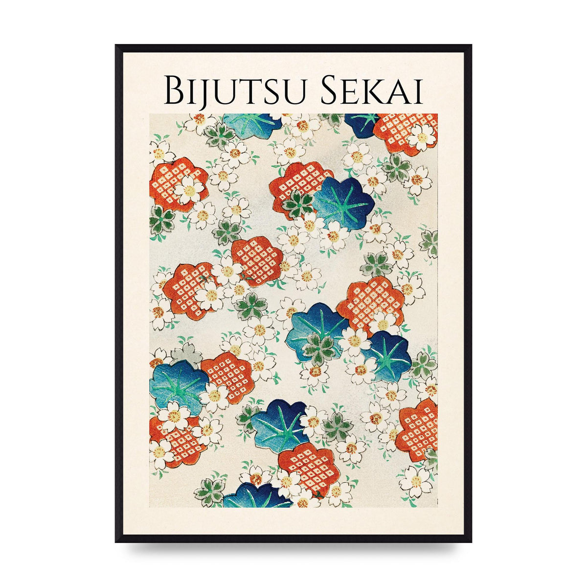 Bijutsu Sekai Floral Pattern Illustration Wall Art - A2 framed
