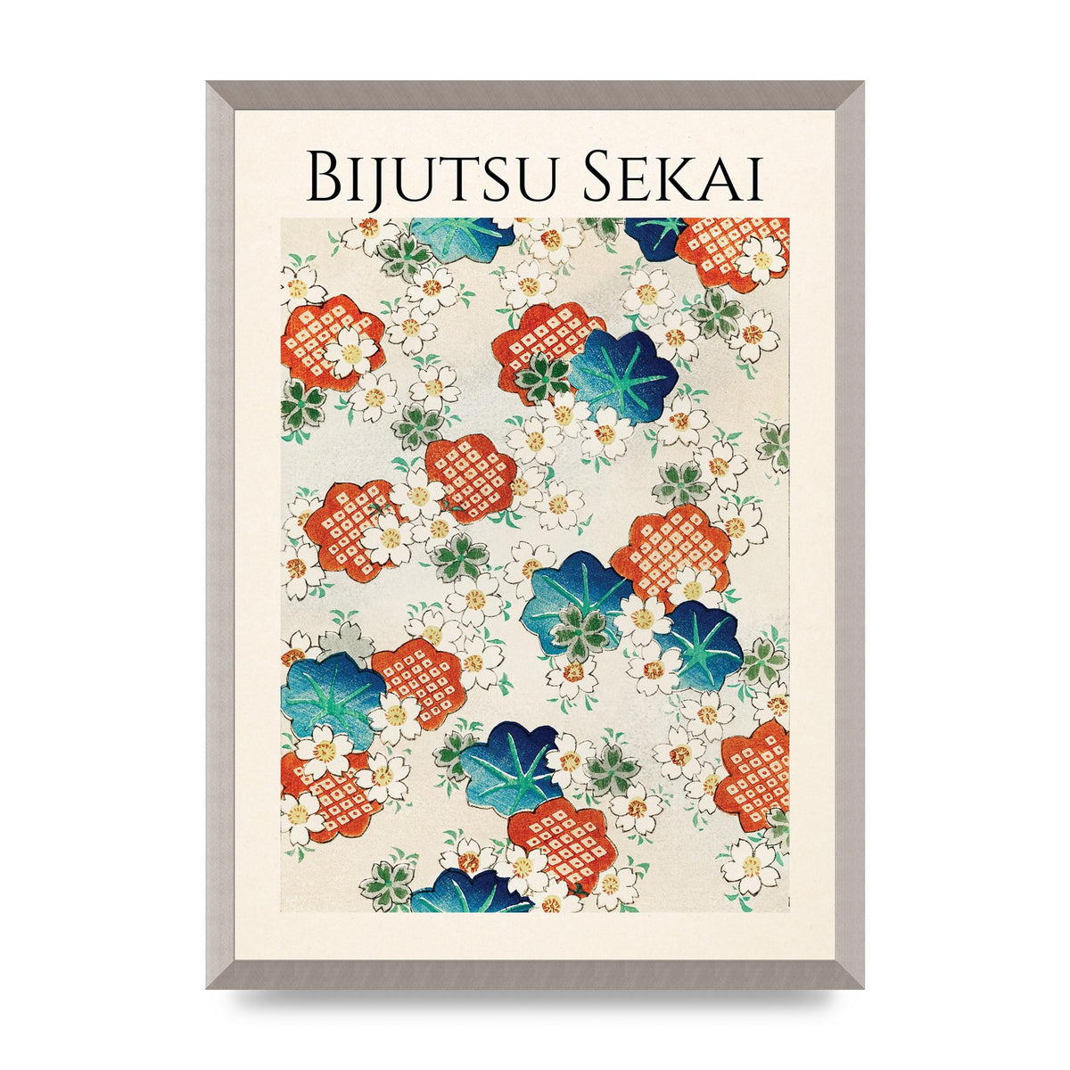 Bijutsu Sekai Floral Pattern Illustration Wall Art - A2 framed