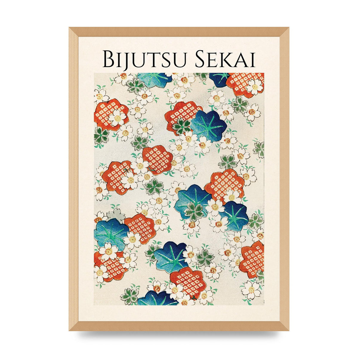 Bijutsu Sekai Floral Pattern Illustration Wall Art - A2 framed