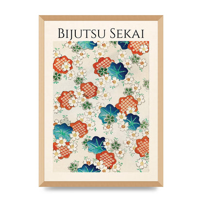 Bijutsu Sekai Floral Pattern Illustration Wall Art - A2 framed