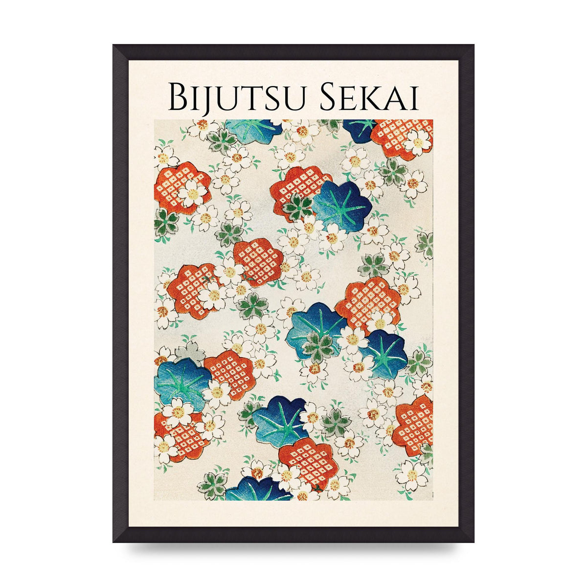 Bijutsu Sekai Floral Pattern Illustration Wall Art - A2 framed
