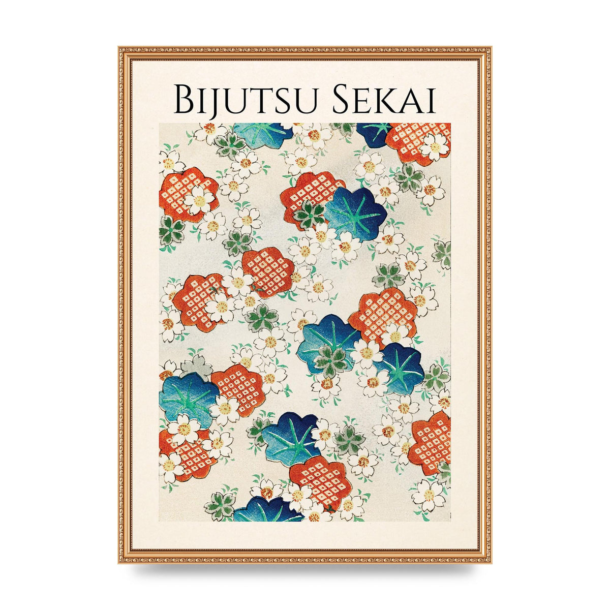 Bijutsu Sekai Floral Pattern Illustration Wall Art - A2 framed