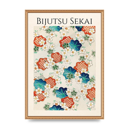Bijutsu Sekai Floral Pattern Illustration Wall Art - A2 framed
