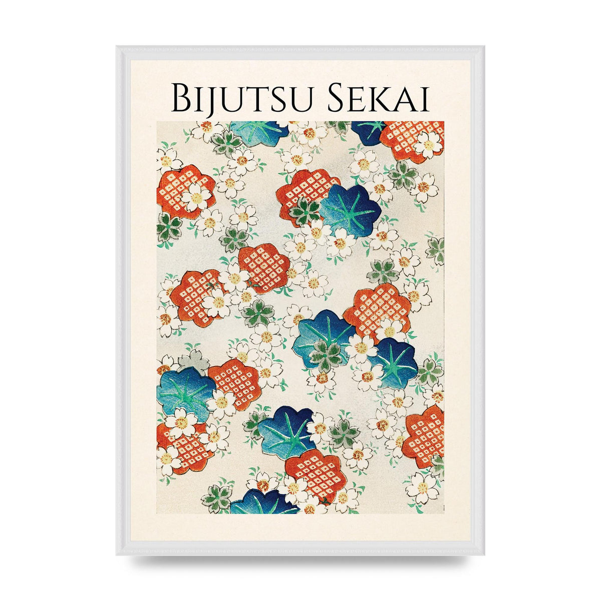 Bijutsu Sekai Floral Pattern Illustration Wall Art - A2 framed