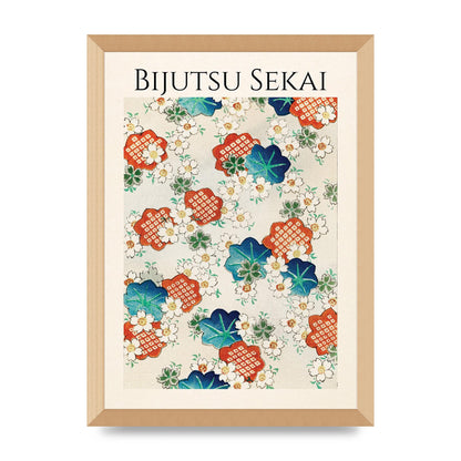 Bijutsu Sekai Floral Pattern Illustration Wall Art - A3 framed